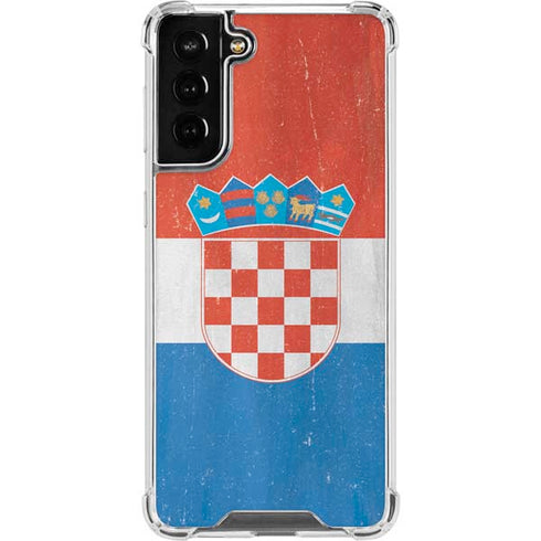 Croatia Flag Distressed Galaxy S21 FE Clear Case
